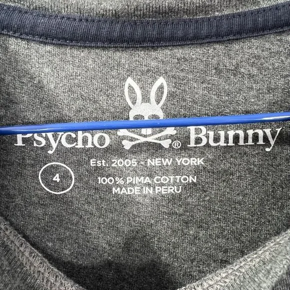 Psycho Bunny T Shirt Men's Size 4 Solid Gray pima embroidered - Picture 8 of 10